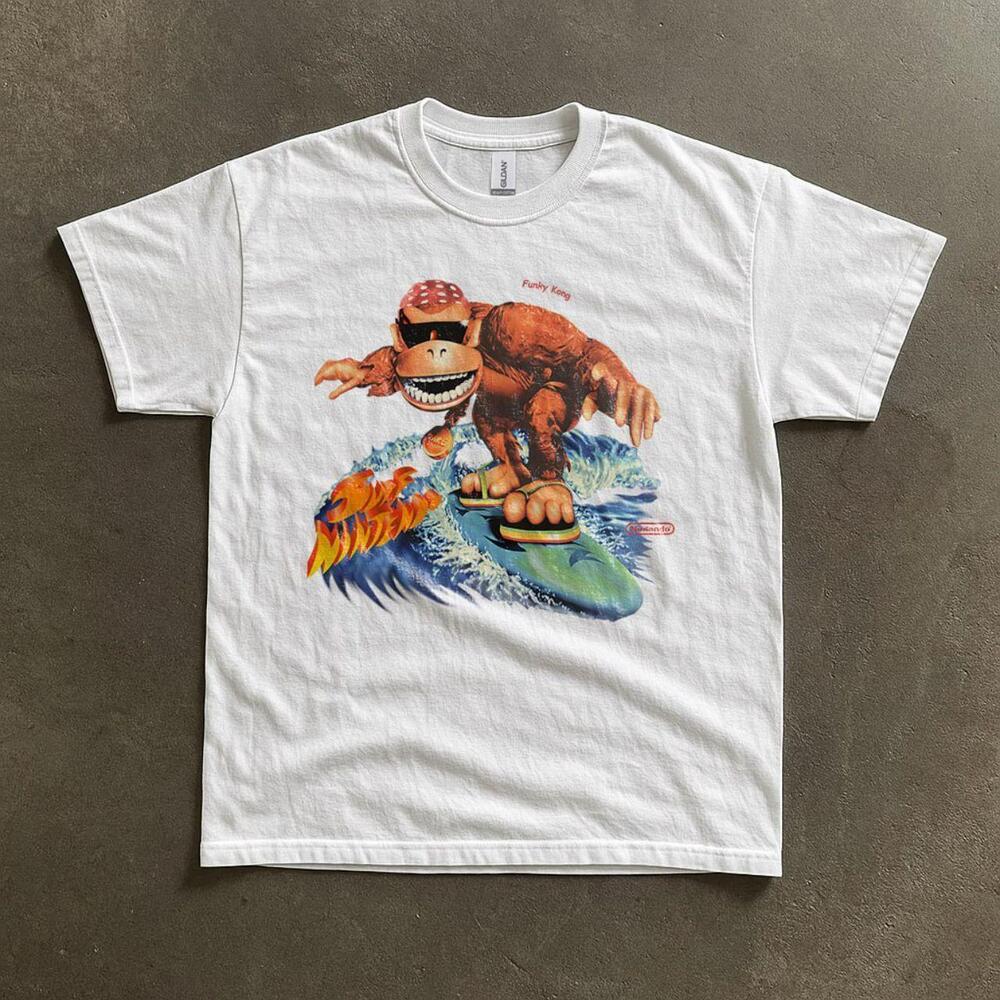 1995 Funky Kong Surf Black Gildan T-Shirt - Picture 1 of 4